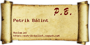 Petrik Bálint névjegykártya